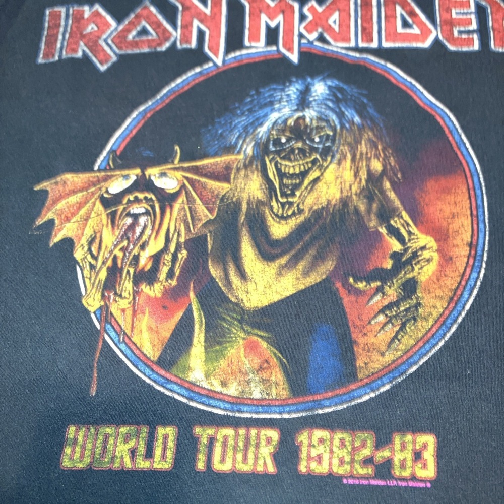 Iron Maiden World Tour 82–83 T-Shirt Black Size L (2017 Reissue) Size Medium
